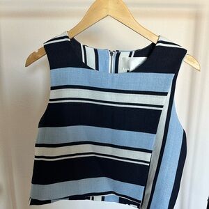 J.O.A. Asymmetrical Blue and Black Crop Tank Top